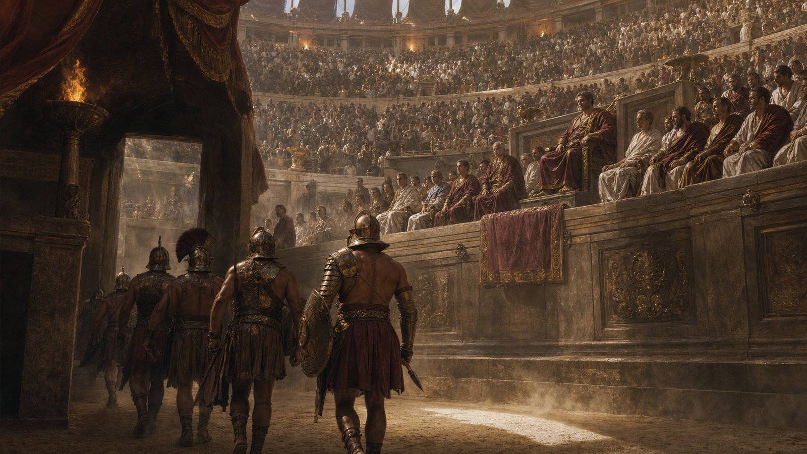 The amphitheater arranged Roman hierarchy before the fighting even began.