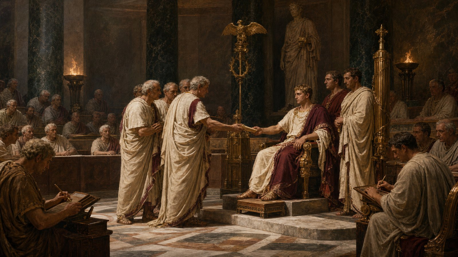 Senators offering honors in an Augustan ceremony