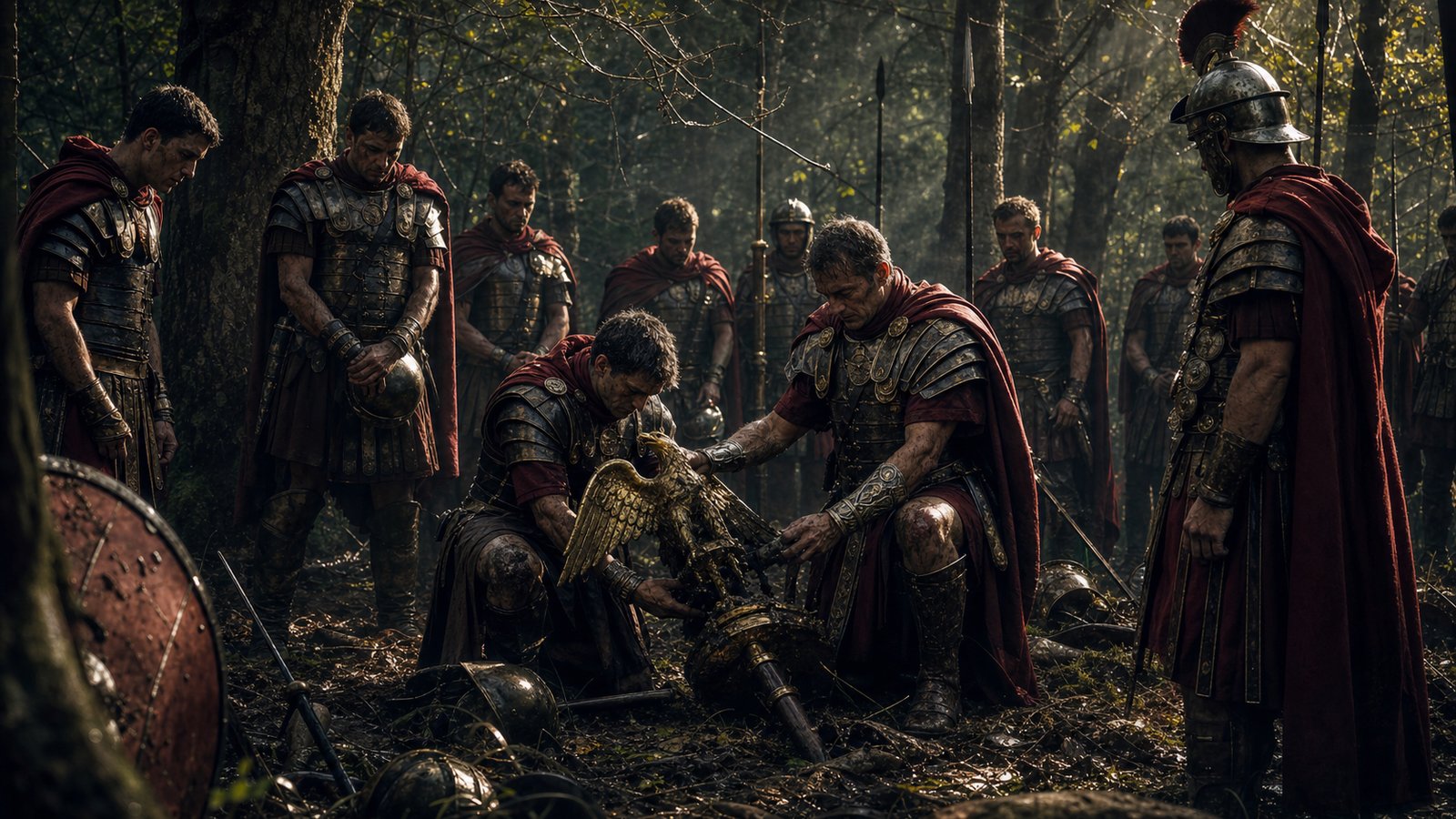 Germanicus soldiers recovering a lost standard in the forest