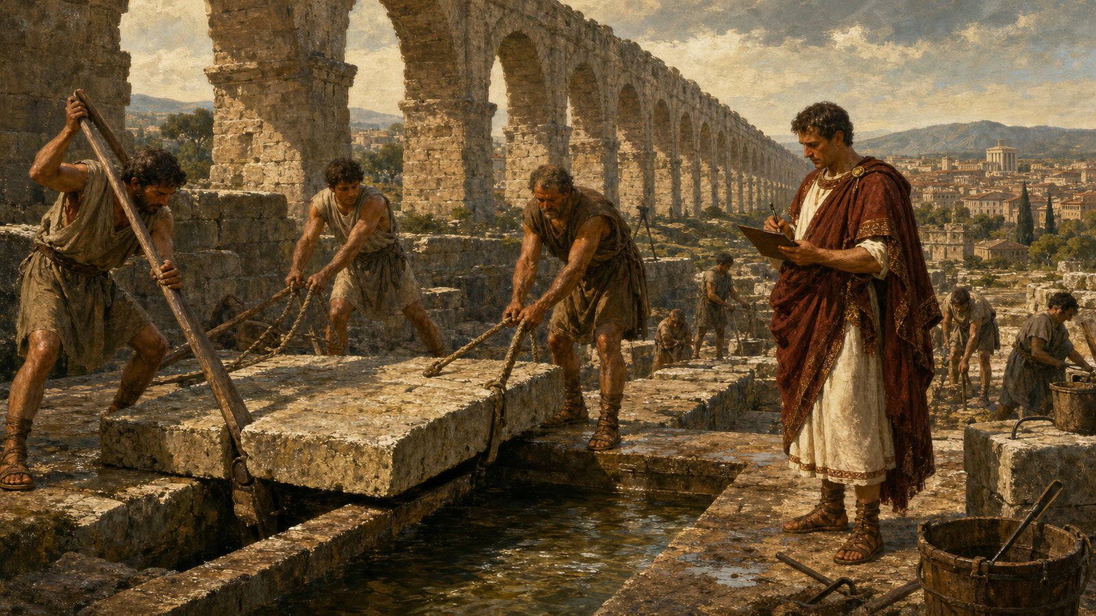 Inspection made the aqueduct more than a monument: channels, tablets, workers, and flowing water had to agree.