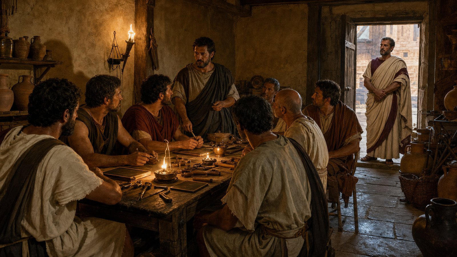 A collegium could turn scattered workers into a named body with a room, records, patrons, and shared ritual.