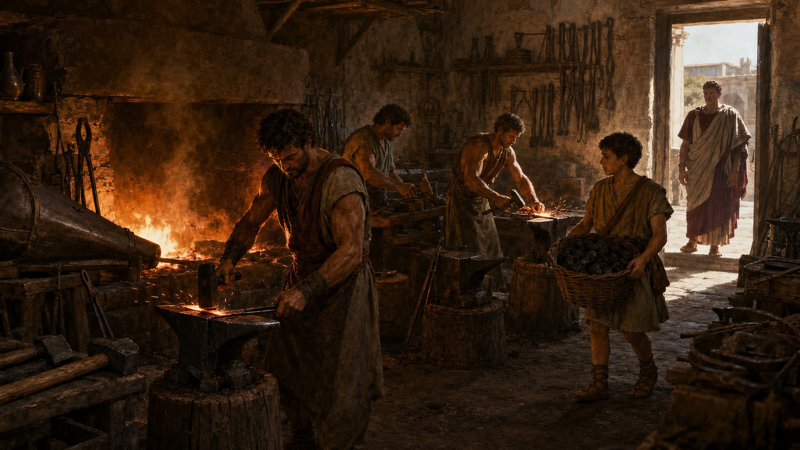 A street-facing workshop made skill visible through smoke, tools, noise, and finished work.