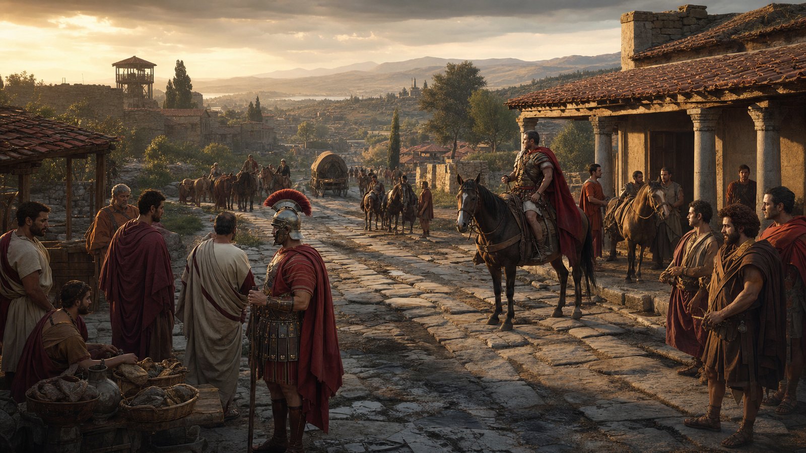 A provincial town reshaped by a Roman road