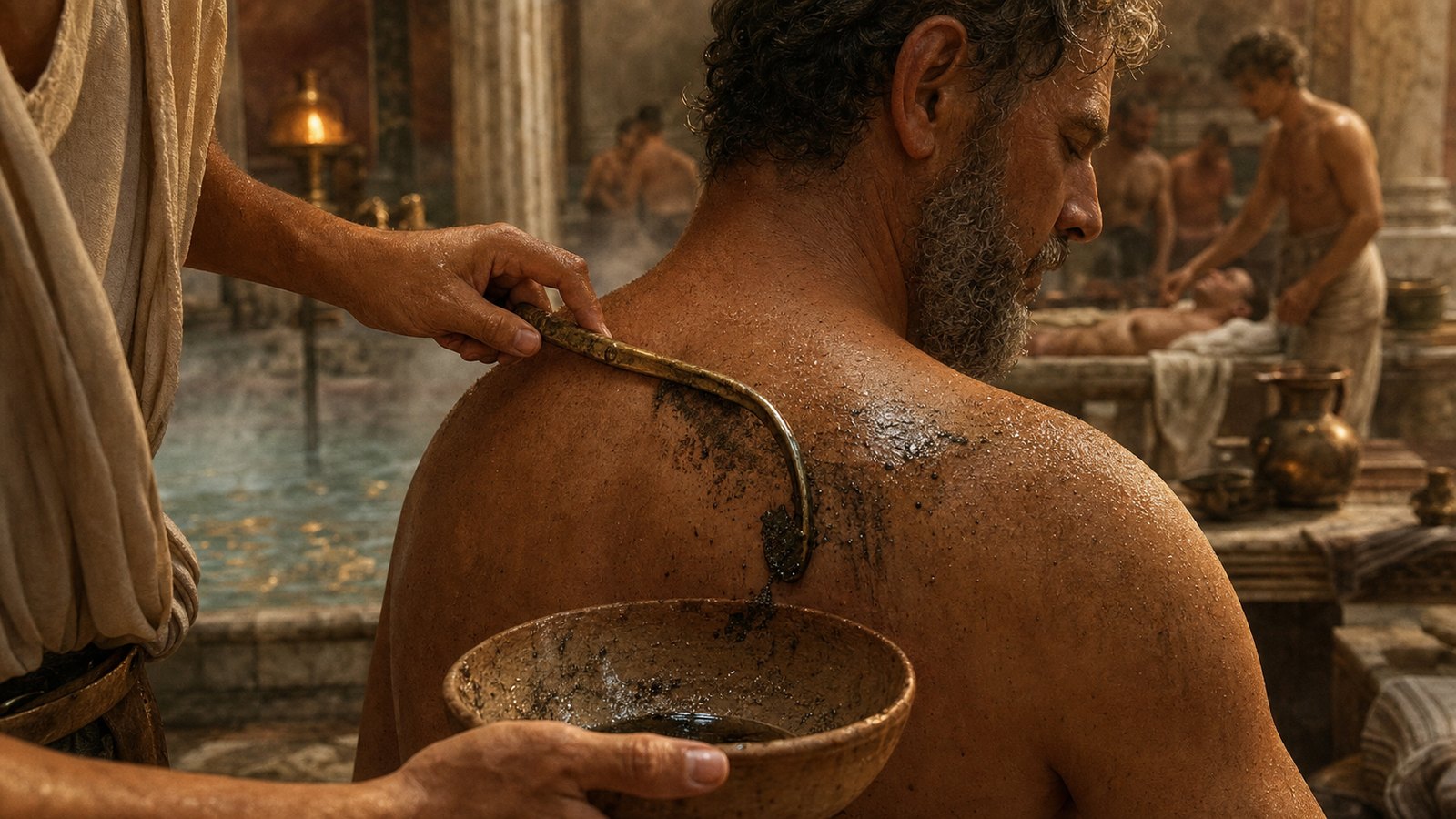 Sources describe some wealthy or prestigious users having enslaved people wield strigils and clean their bodies.