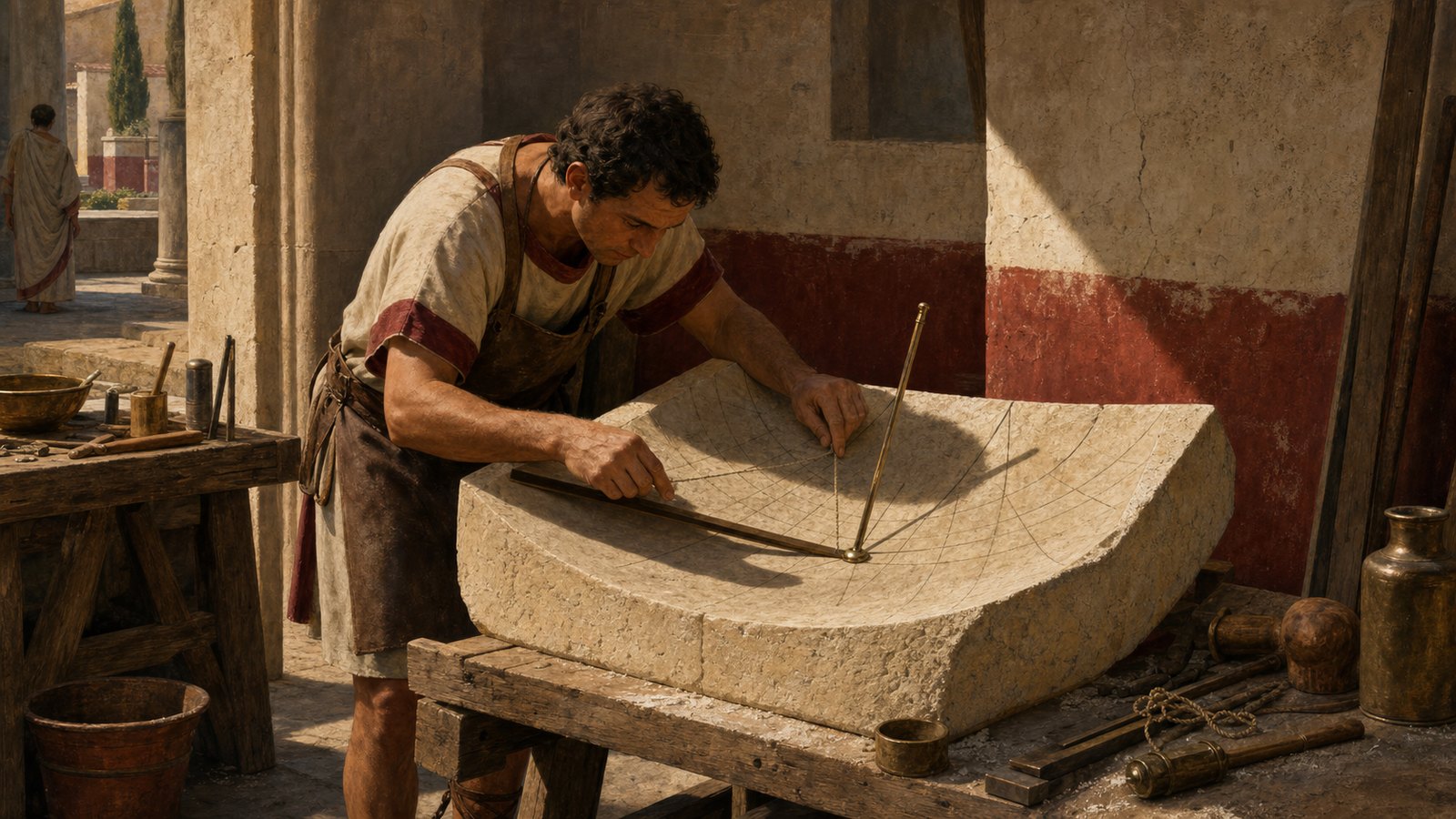 A Roman dial maker had to fit geometry to the local sky; a sundial copied to the wrong latitude could carry the wrong assumptions with it.