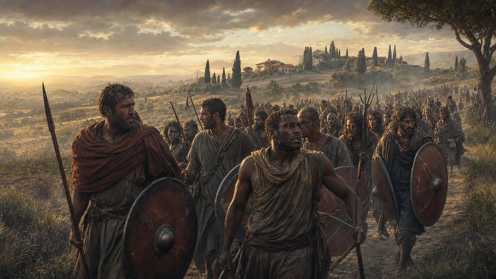 Escaped gladiators and rebels moving through Italy during the Spartacus revolt
