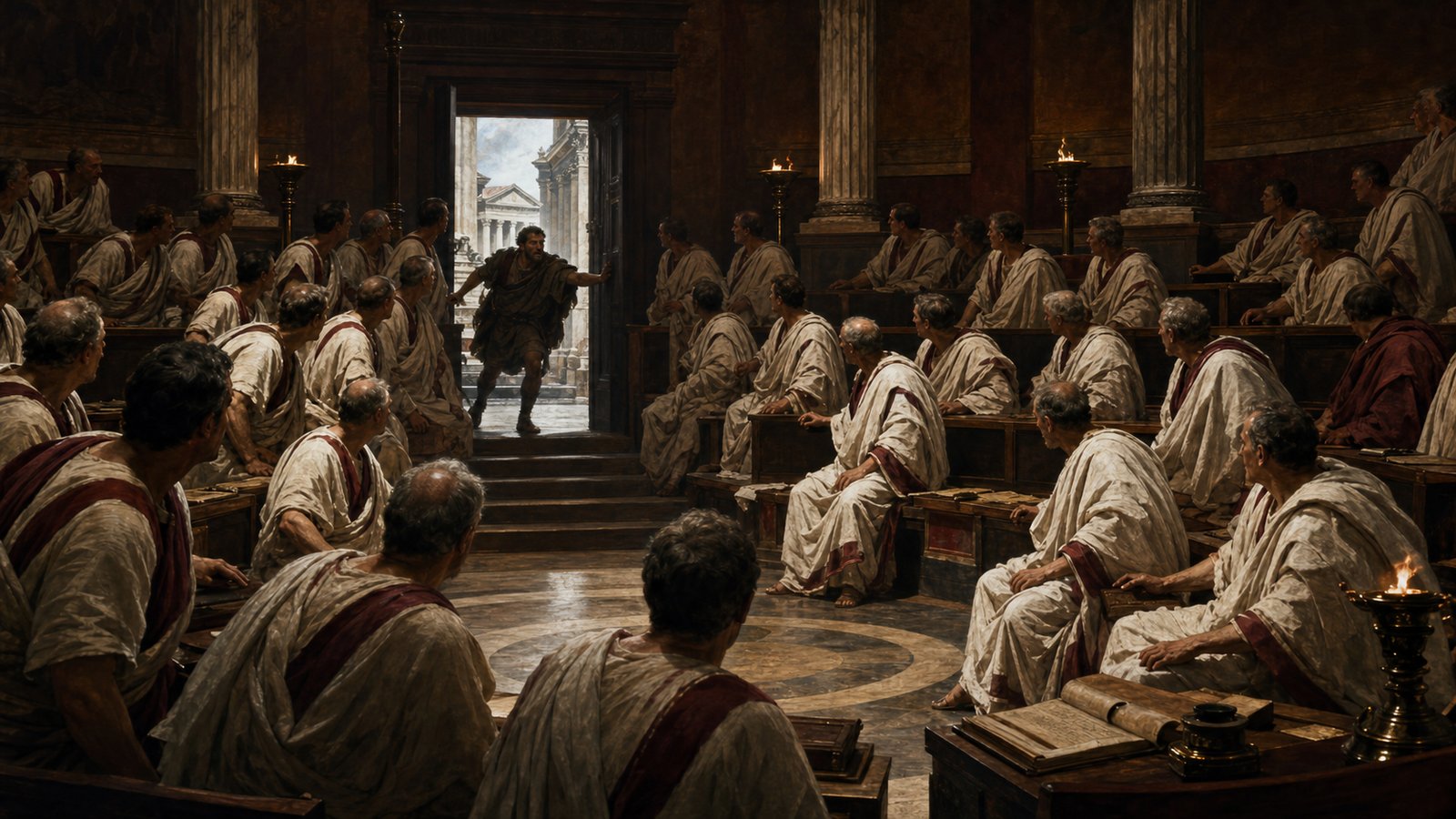 Roman senators receiving news of Sulla's march