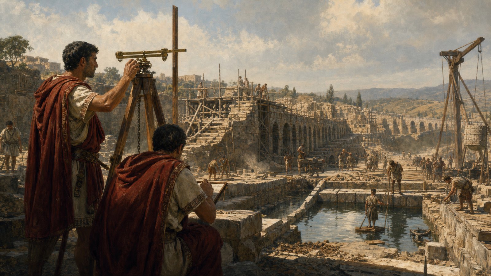 Roman surveyors setting an aqueduct gradient