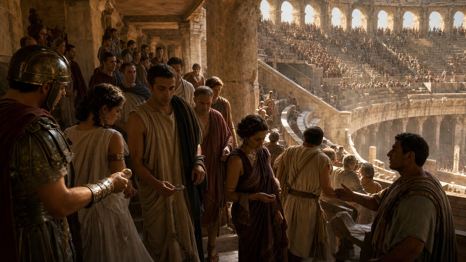 The crowd did not only watch the arena; it watched itself arranged by rank, access, and architecture.