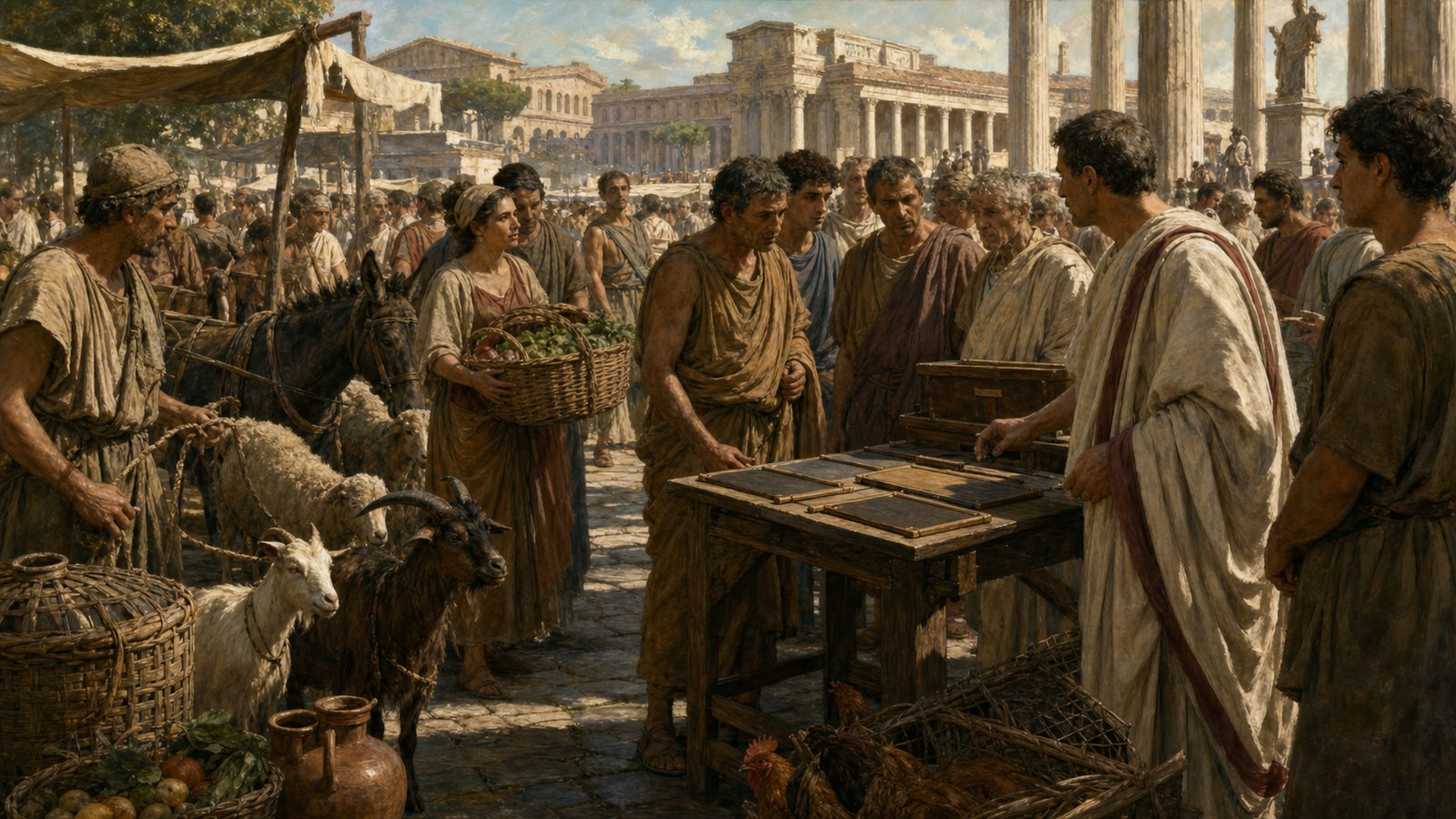 Market-day crowds turned the calendar into a bodily routine, not just a list of marks on a tablet.