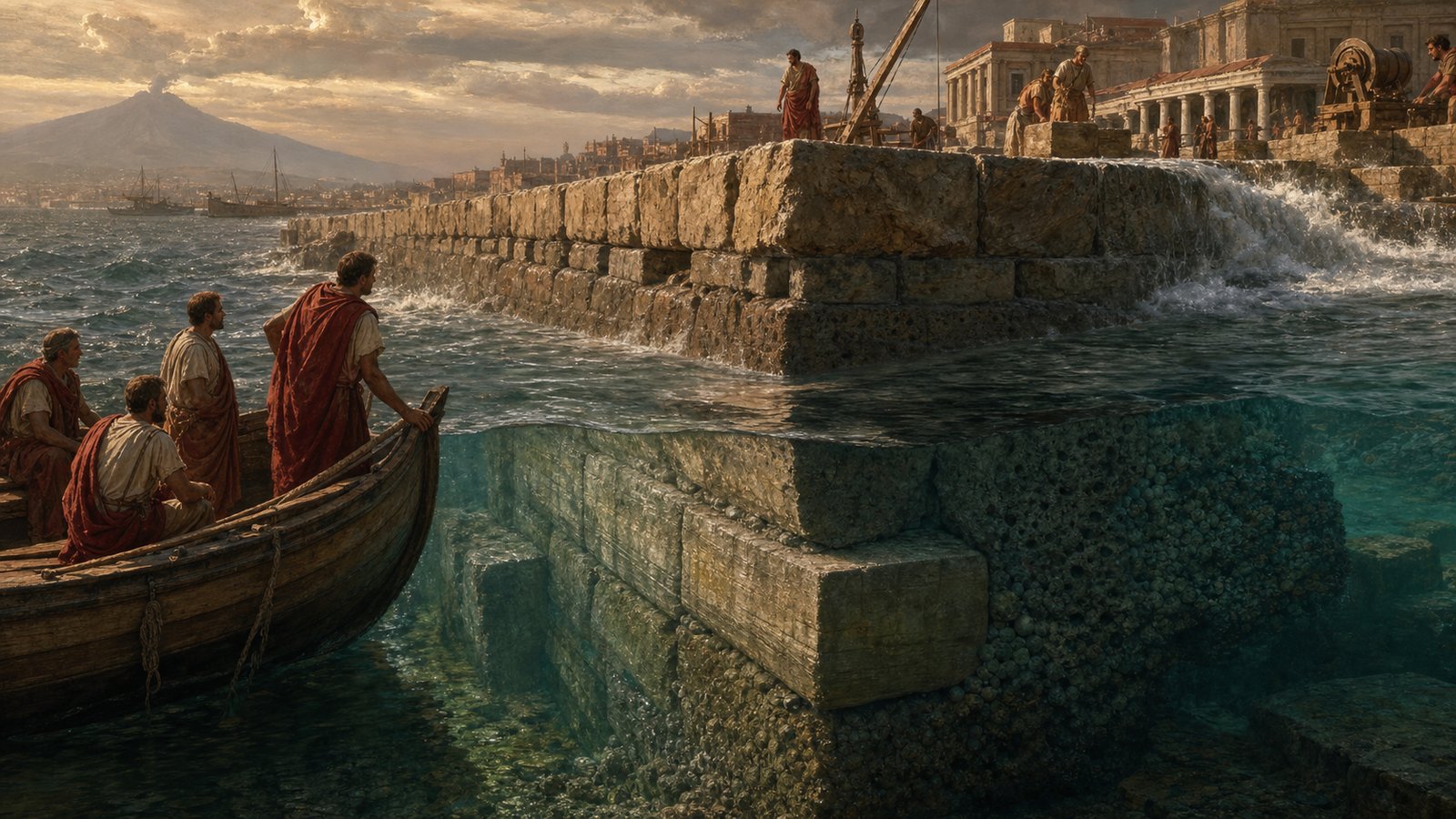 Roman harbor concrete structure enduring seawater