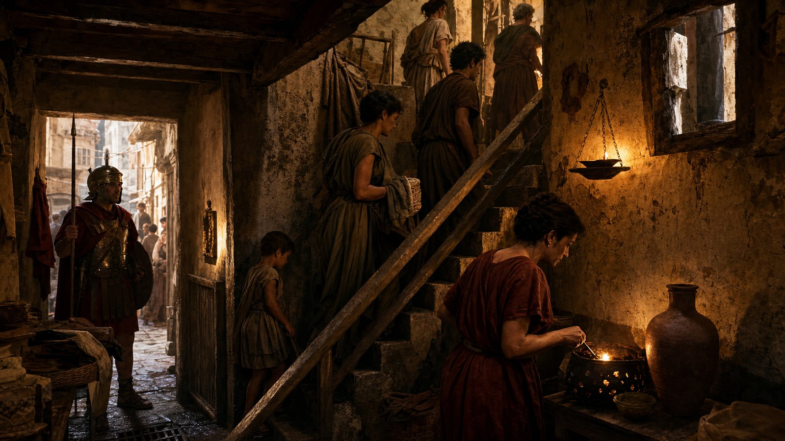 Tall insulae made private cooking, lamps, rent, timber, and crowded stairs into a public risk.