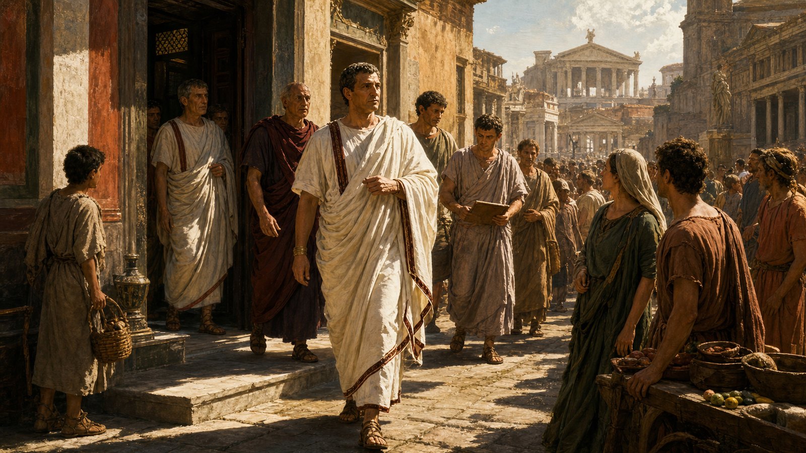 A patron could carry private obligation into the street when clients accompanied him toward the forum.