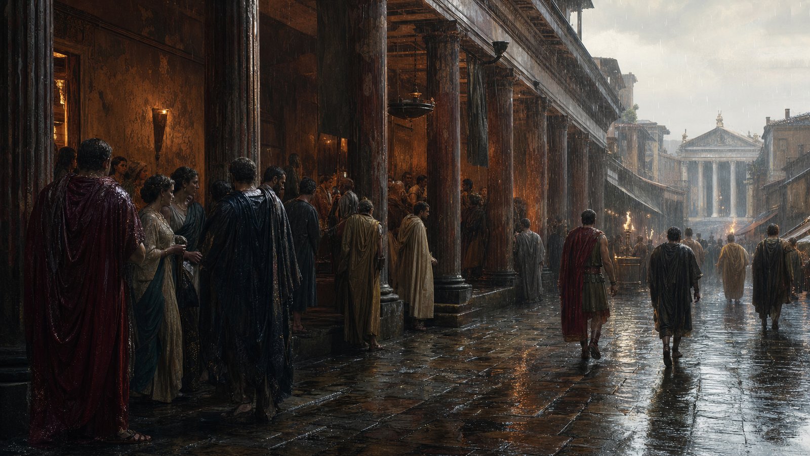 The portico did not remove hierarchy from the forum; it gave Roman status more room to move and be seen.