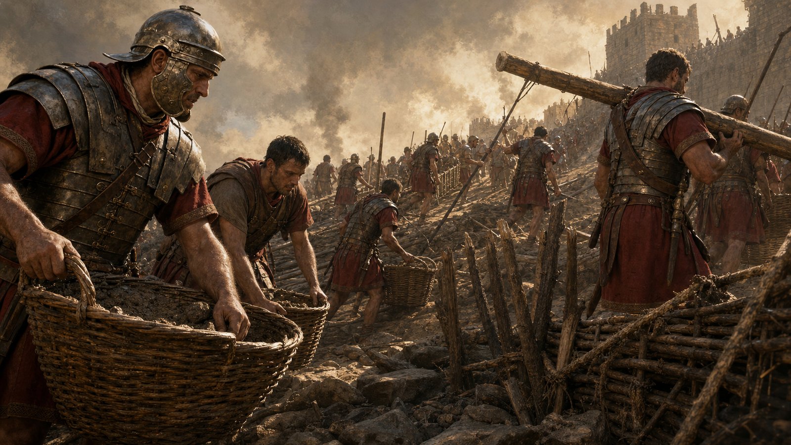 A siege ramp turned Roman persistence into a rising object defenders could watch from the wall.