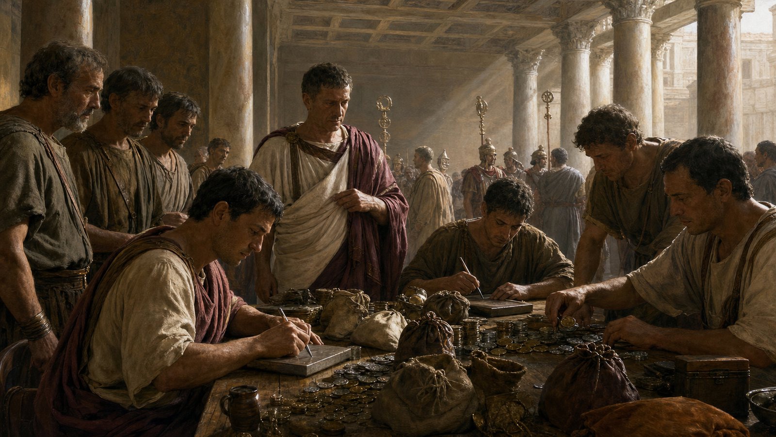 Behind public glory sat clerks, coin, tablets, and the habit of turning war into sums that could be checked.