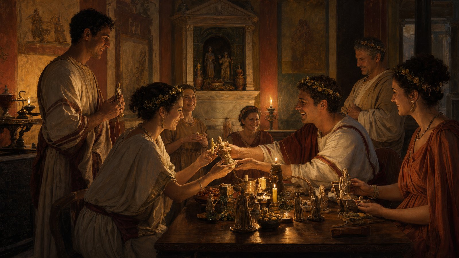 Saturnalia’s jokes, gifts, dice, and temporary reversals worked because everyone knew ordinary hierarchy would return.
