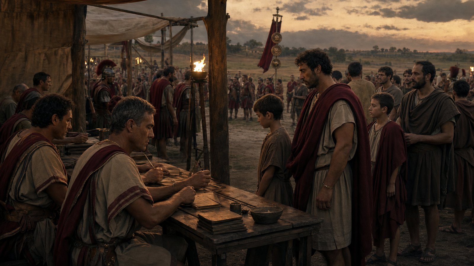 Roman census officials recording citizens on wax tablets