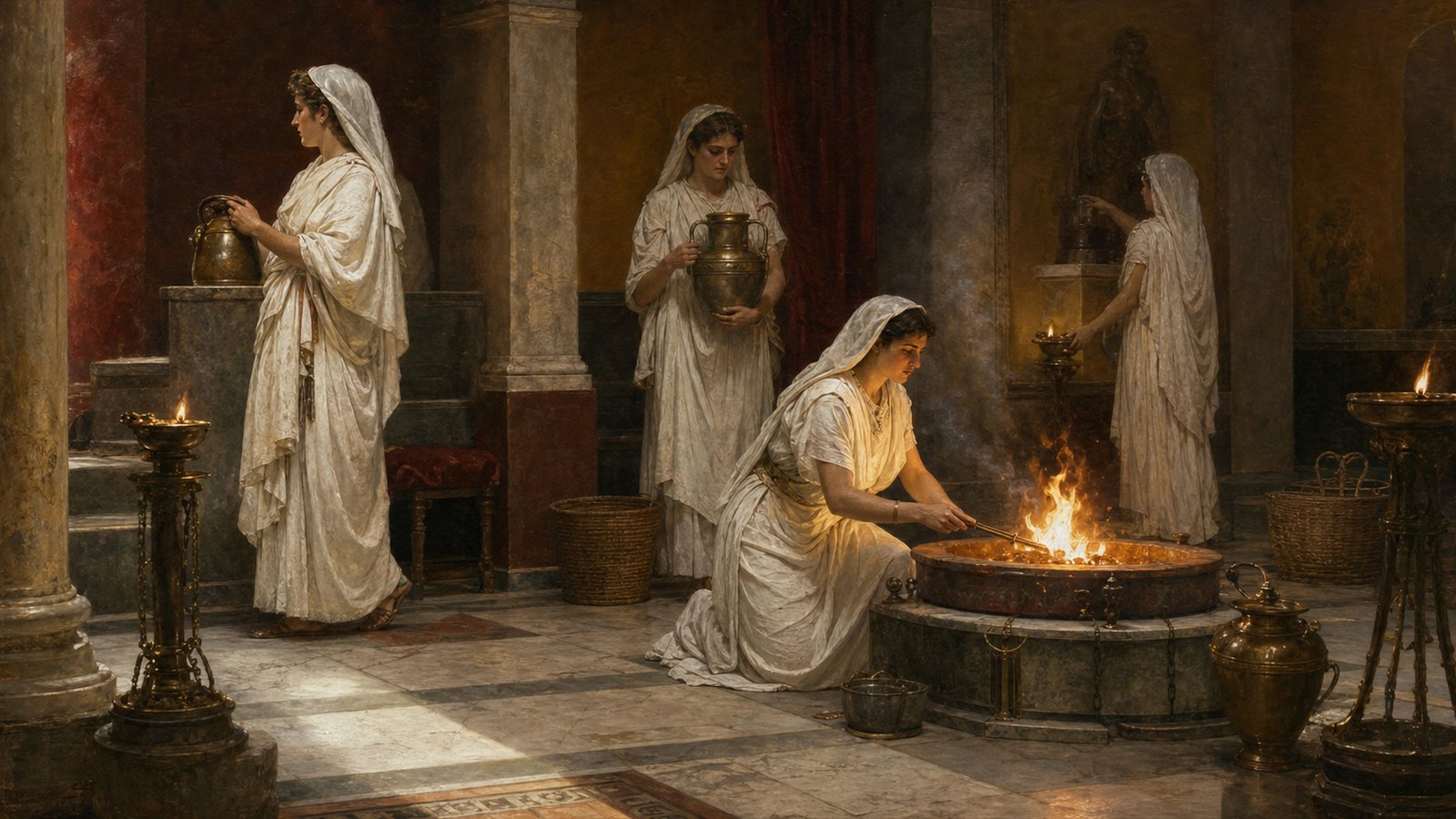 The sacred fire made Roman security visible in a place where religion, public trust, and state survival met.