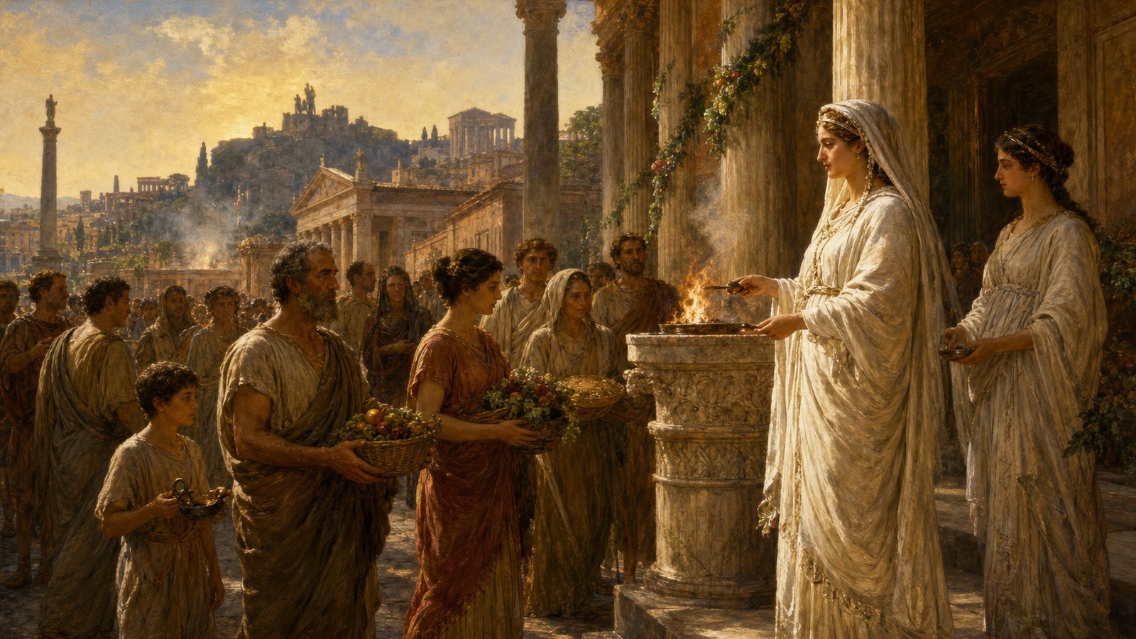 Public ritual gave the Vestals a role that was both domestic in image and civic in consequence.