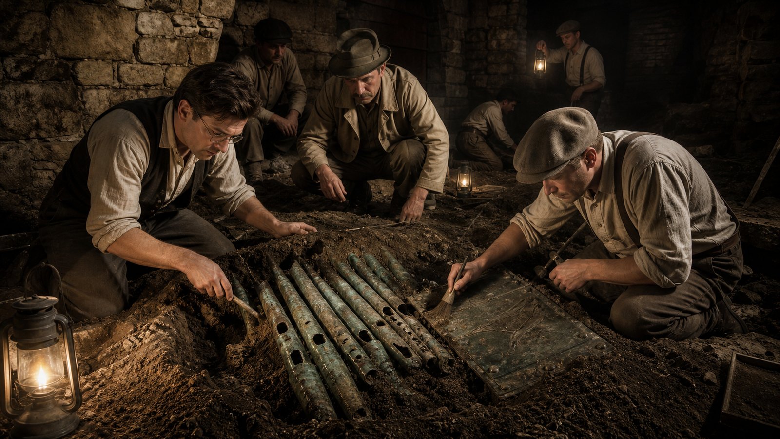 Excavation of the collegium headquarters preserved pipes, metal components and an inscription that named the donor and dated the gift to 228 CE.