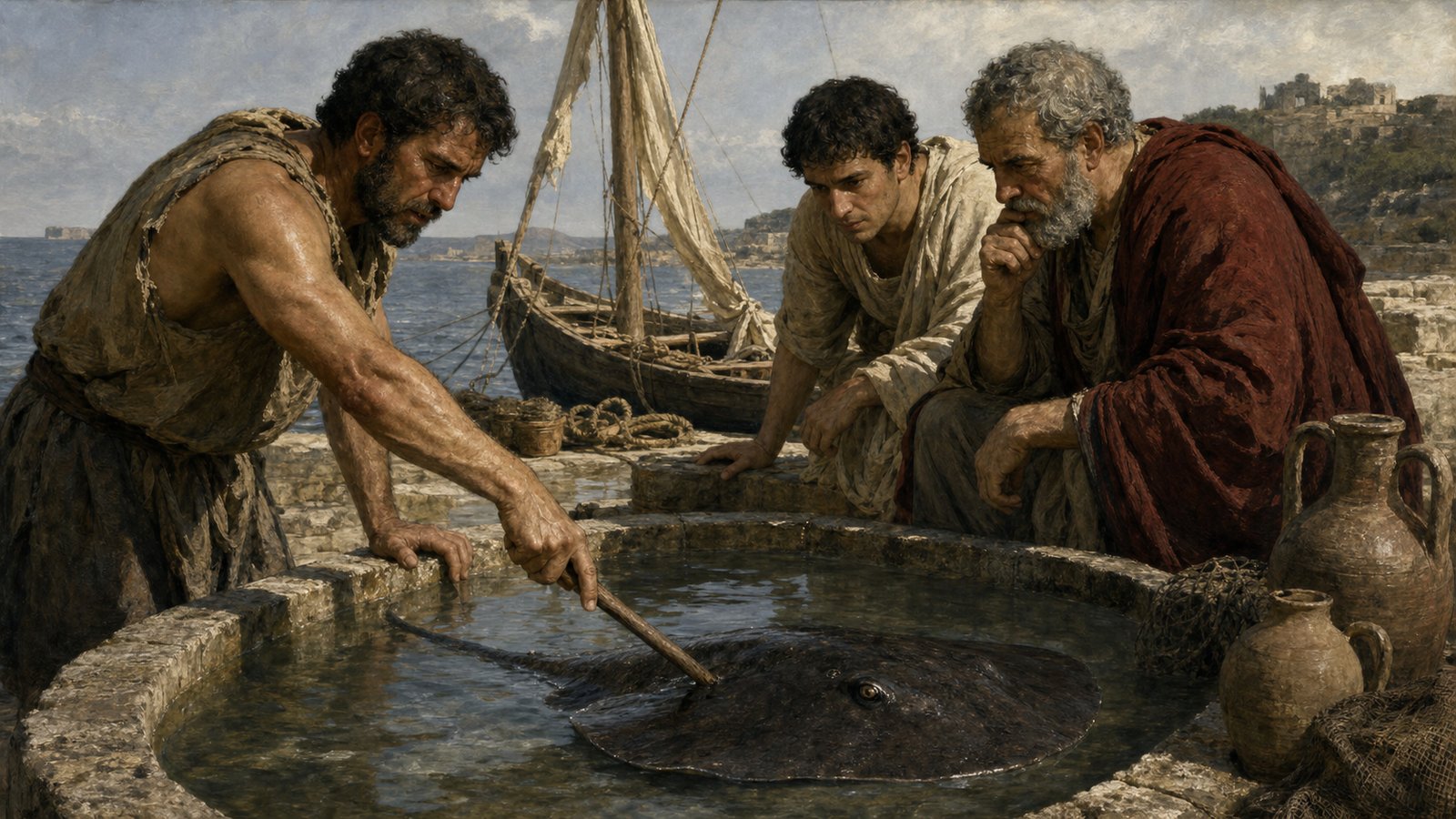 Roman observers knew the torpedo could transmit a stunning effect through contact, even though they explained it through cold, venom-like force or emanation rather than electricity.