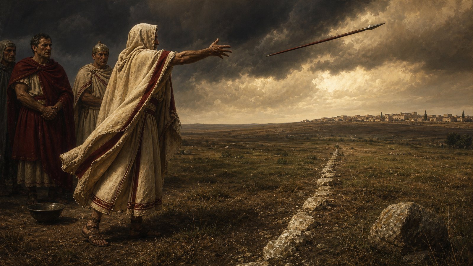 After demand, delay and senate approval, a fetial casts a cornel-wood spear across the frontier before at least three adult witnesses.