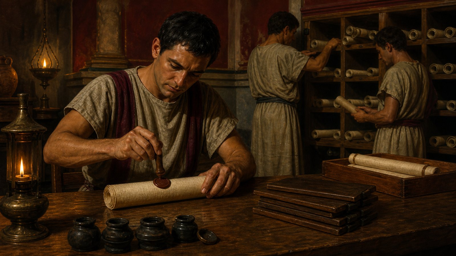 Clerks and sealed papyrus rolls carried an imperial citizenship decision into provincial administration.
