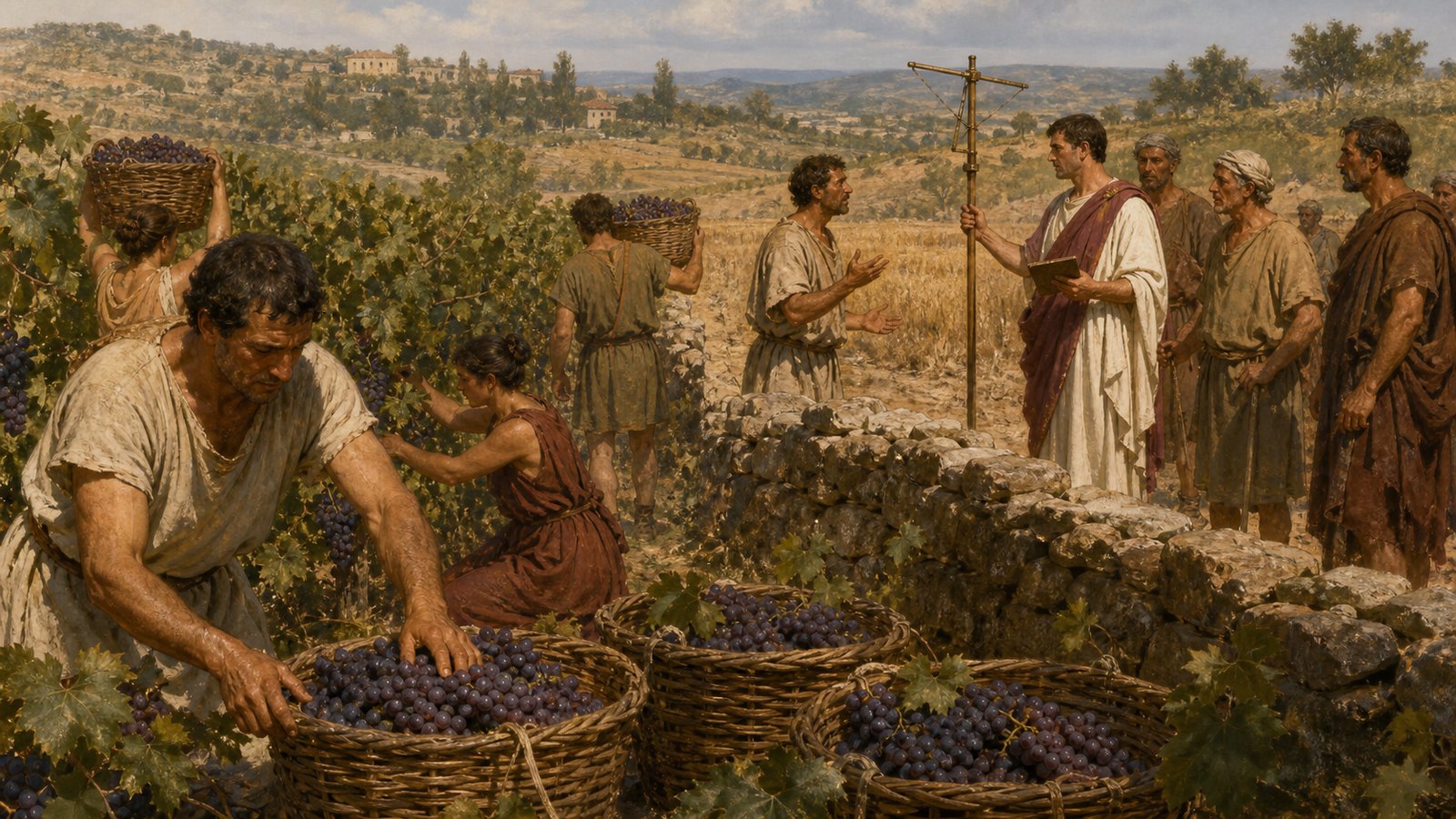 Suetonius links a plentiful wine harvest and scarce grain to Domitian's belief that vineyards were receiving too much attention.