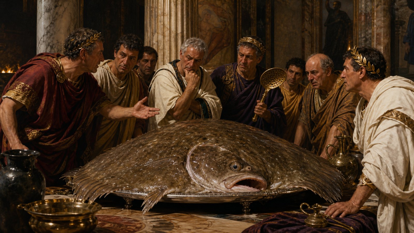 The kitchen’s inability to hold the turbot whole converted a private appetite into an imperial consultation.
