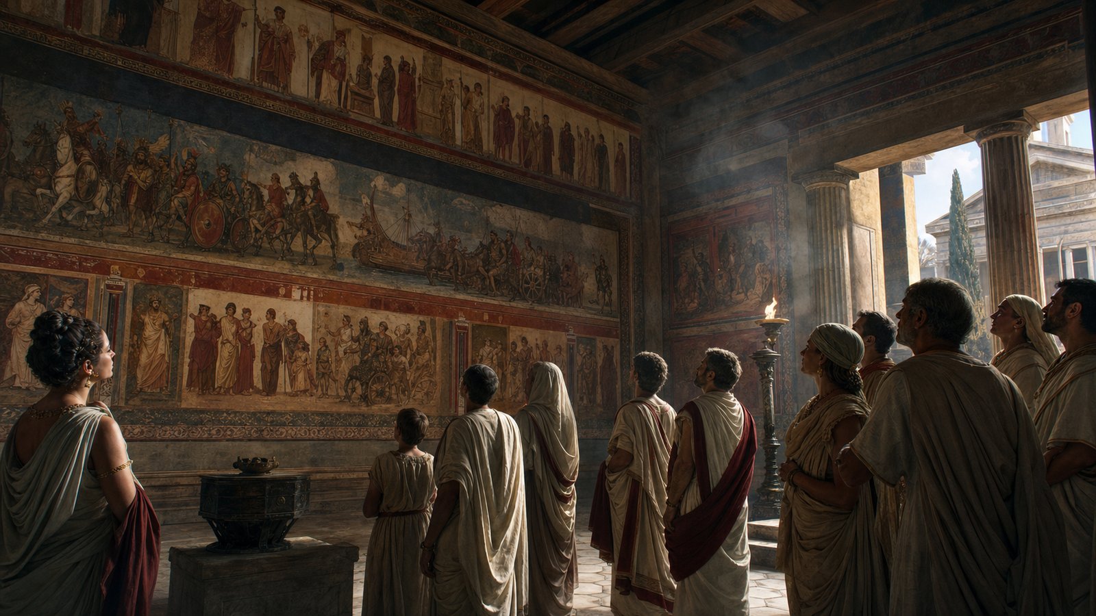 The public temple joined Salus, military memory, civic ritual and the named labor of an aristocratic painter.