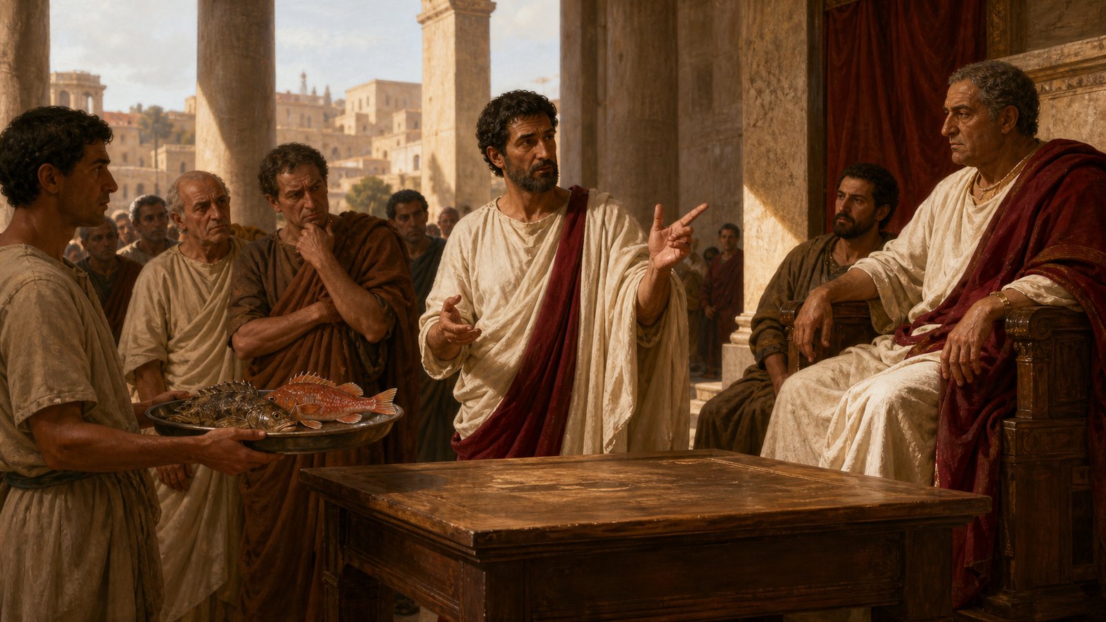 Apuleius answered the fish allegation by forcing his opponents to identify the specimens and connect them to a specific act rather than a mood of suspicion.