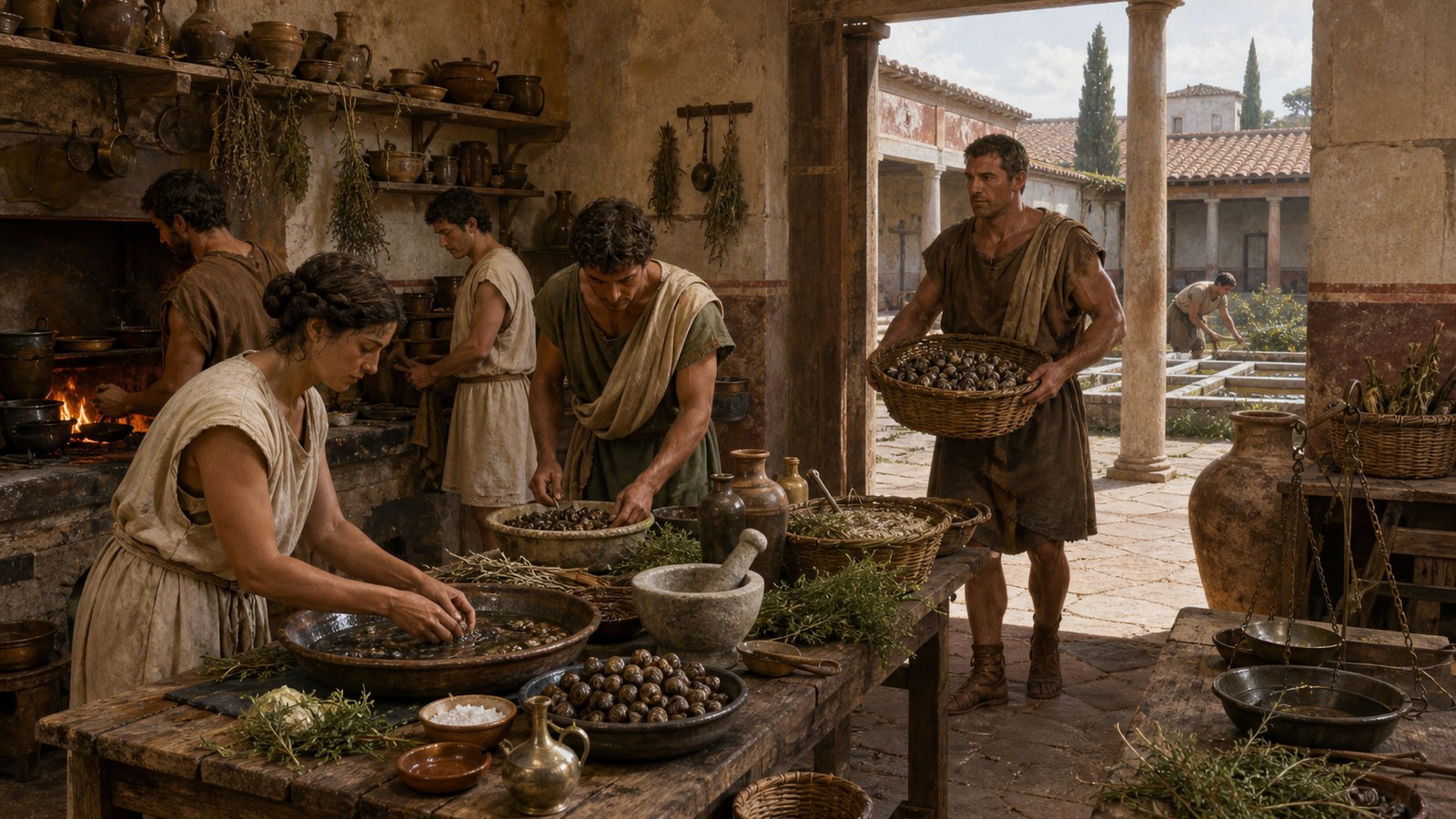 Prepared feed and sorting turned gathered snails into a managed villa product before they entered an elite kitchen.