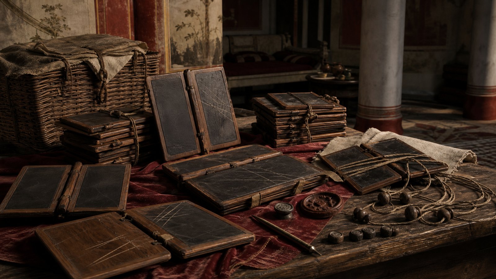 Wooden diptychs and triptychs held duplicate texts, seals, witness names and signs of cancellation.