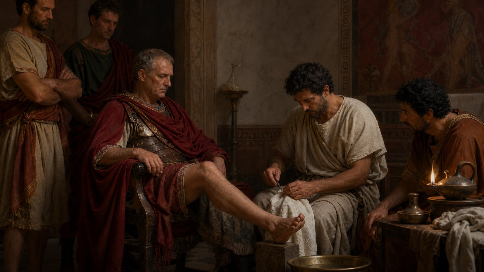 Marius refused restraints and held one leg still while the physician worked with the knife.