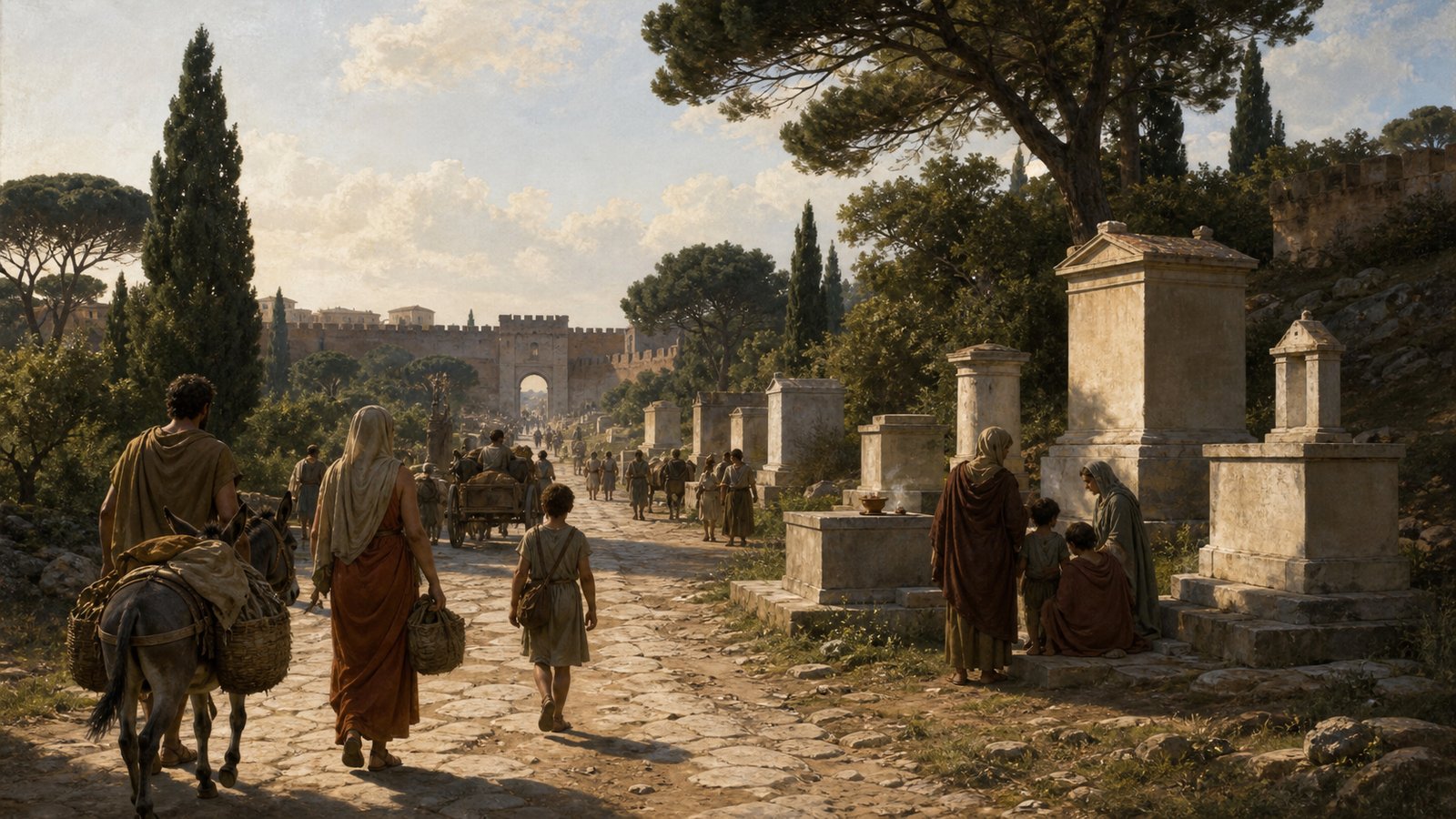 Tomb-lined approach roads turned legal exclusion into permanent visibility for Roman families.