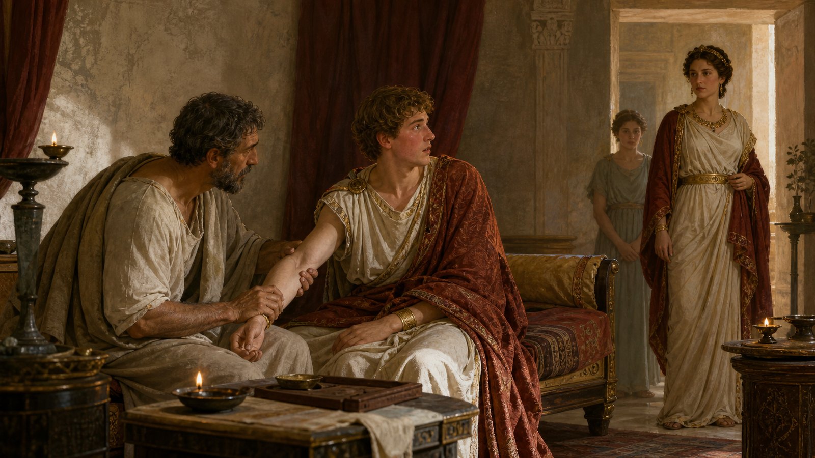 Erasistratus compared Antiochus’s reactions as different courtiers entered, then watched a cluster of bodily signs appear when Stratonice visited.