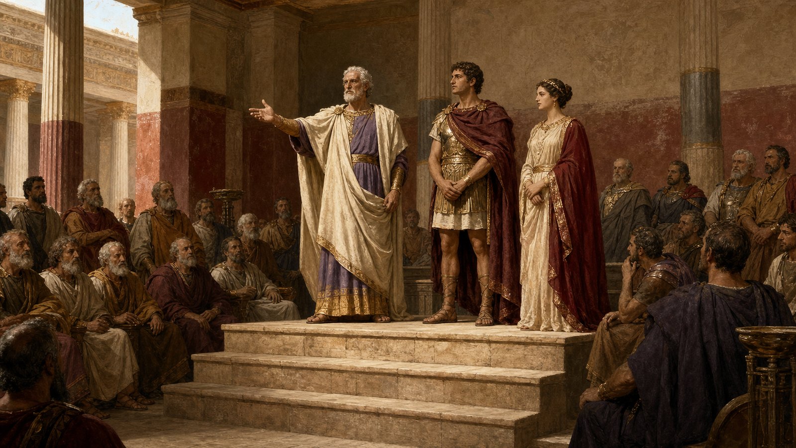 Seleucus turned a private diagnosis into a public settlement by naming Antiochus and Stratonice king and queen of Upper Asia.