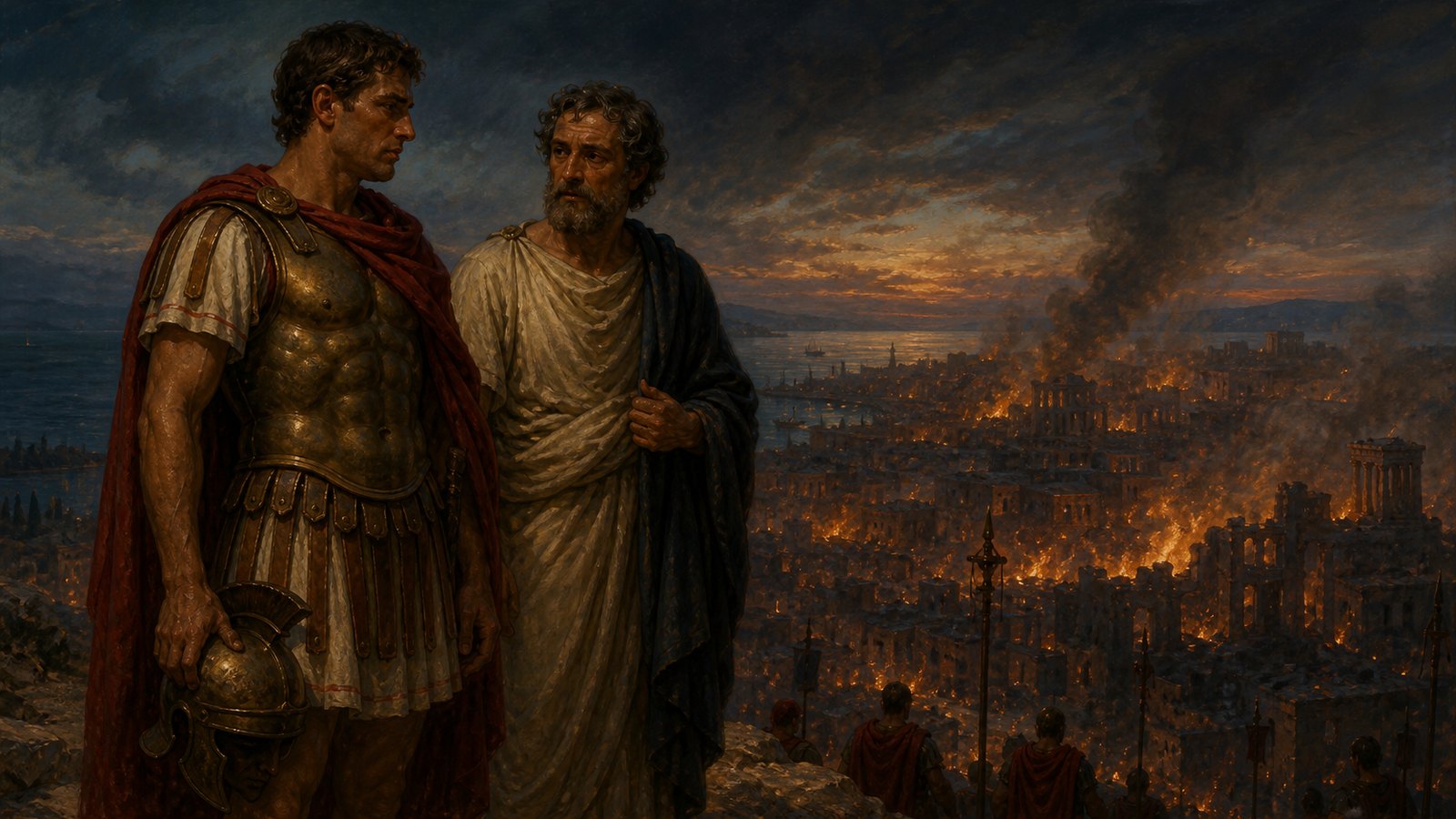Appian places Polybius beside Scipio when the commander explained that Carthage's destruction made him fear for Rome.