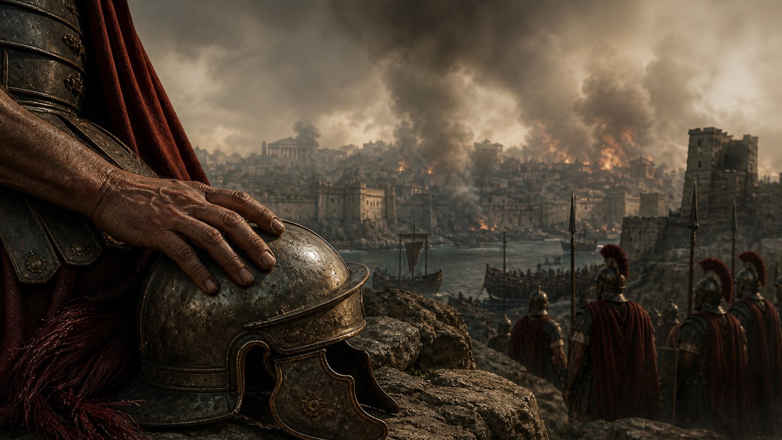 The defeated city became evidence that no conqueror could place itself outside the rise and fall of human affairs.