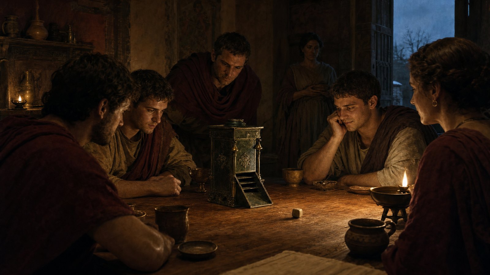 At a late Roman table, the tower made every participant wait for the same audible, visible result.