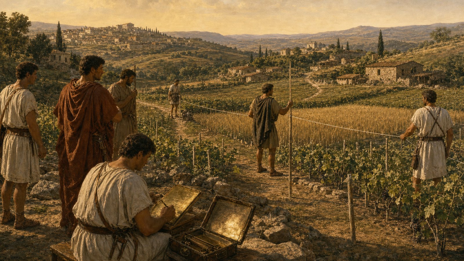 At Veleia, survey, valuation and bronze lettering turned farms into the collateral behind a recurring public allowance.