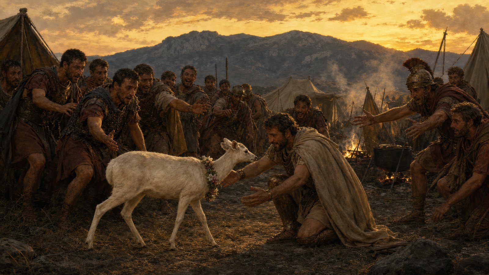 After the animal was recovered, Sertorius staged its return before his soldiers as a favorable sign.