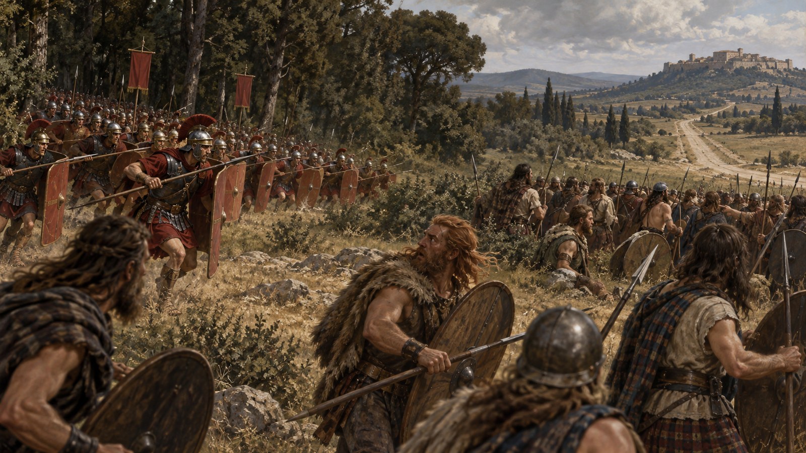 The Boii prepared for movement down one line, so Paulus attacked from another after their position was confirmed.