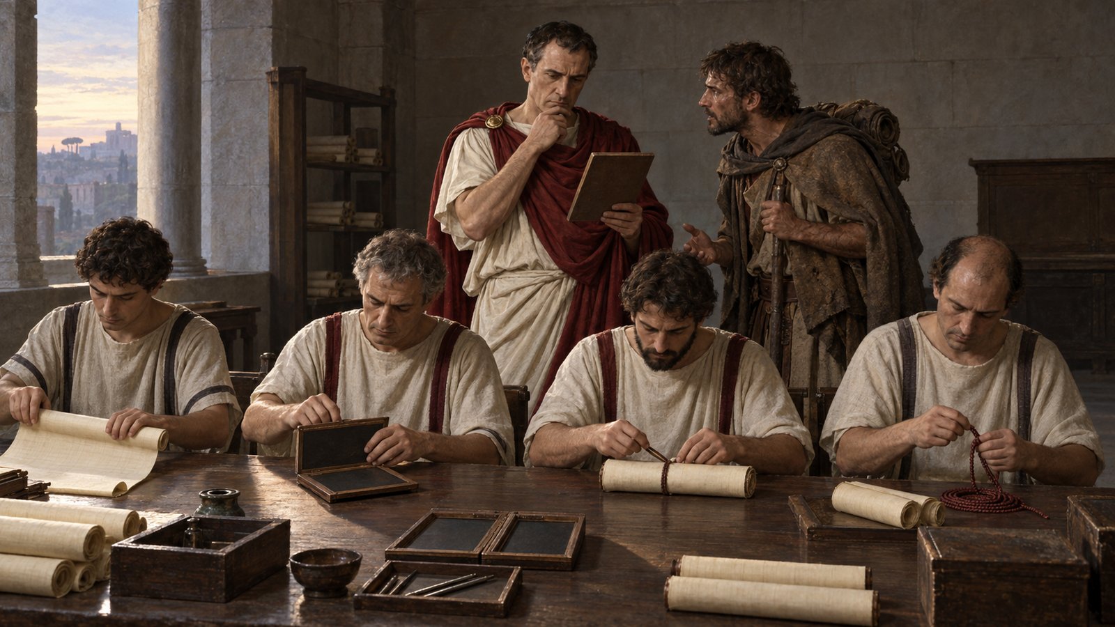 Suetonius places that performance inside a larger documentary system of senate reports, private letters, compact pages and protected messages.