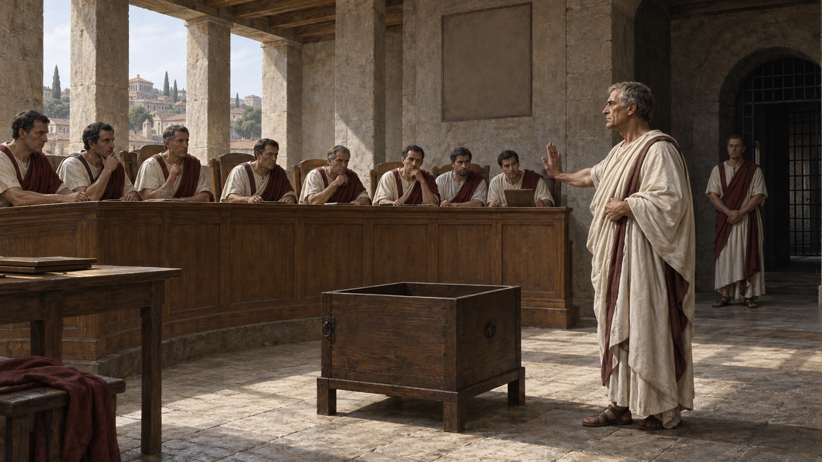 Eight tribunes would stop imprisonment only if Lucius Scipio supplied the security demanded after his fine; he refused.
