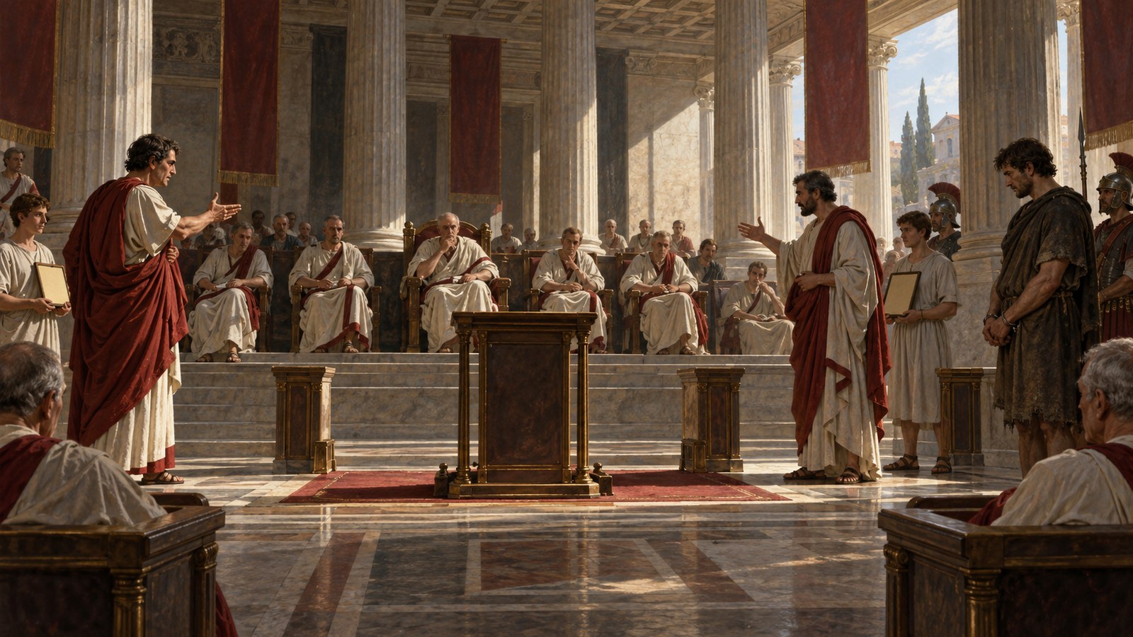 Gellius describes a separate inquiry in which jurors decided which candidate was best fitted to prosecute.