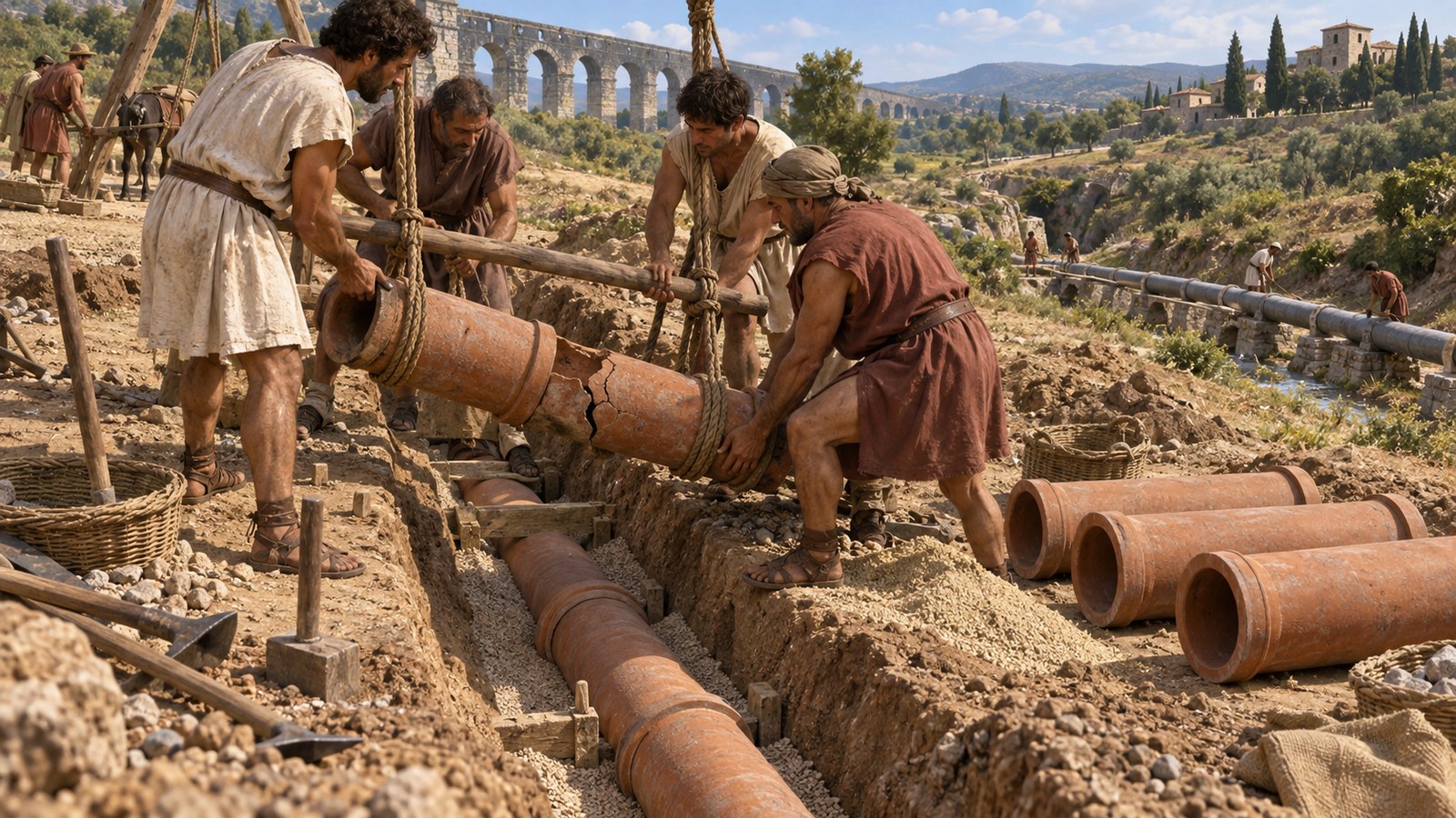 Clay pipes joined a health recommendation to an everyday sensory claim: Vitruvius considered their water better tasting.