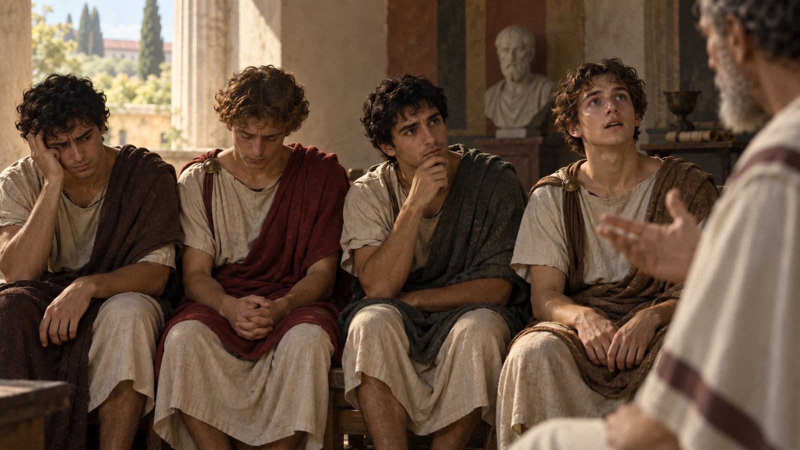 Gellius’s report contrasts theatrical gestures with the inward work of warning, persuasion and rebuke.