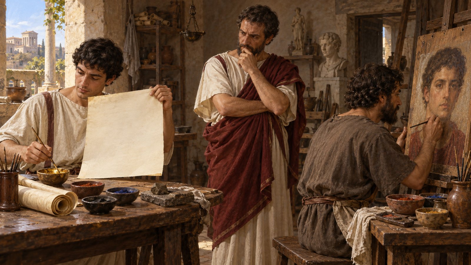 Gaius contrasts writing, which followed ownership of the parchment, with painting, whose support could legally follow the finished image.